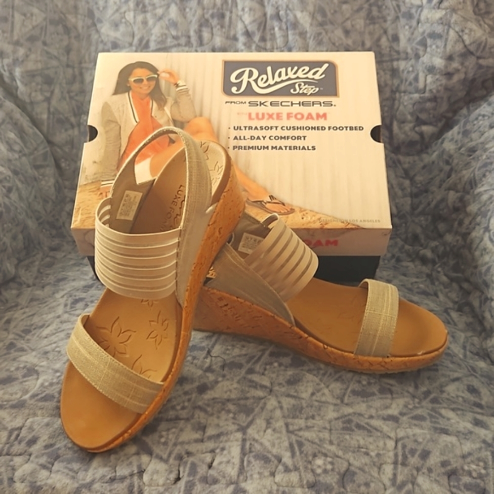 Skechers cork wedge heel sandals